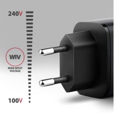 Зарядний пристрій AXAGON 1xUSB-C PD67W + 1xUSB QC4+ PPS display gray (ACU-PQ67D) - Фото