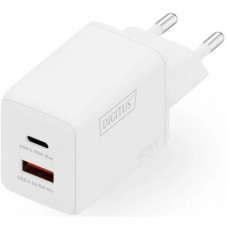 Зарядное устройство Digitus 1xUSB-C + 1xUSB PD45W GaN white (DA-10302)