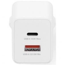 Зарядний пристрій Digitus 1xUSB-C + 1xUSB PD45W GaN white (DA-10302) - Фото