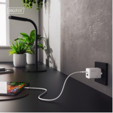 Зарядний пристрій Digitus 1xUSB-C + 1xUSB PD45W GaN white (DA-10302) - Фото