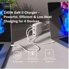 Зарядний пристрій Digitus 3xUSB-C + 1xUSB PD140W GaN white (DA-10305) - Фото