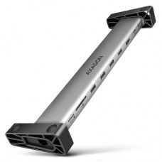 Концентратор AXAGON USB-C 9-in-1 4xUSB 3.2 + 2xUSB-C + HDMI + SD/TF + RJ45 1000Mbps + PD 100W black/gray (HMC-10HLS) - Фото