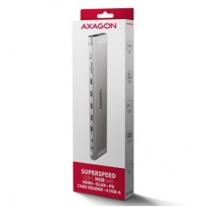 Концентратор AXAGON USB-C 9-in-1 4xUSB 3.2 + 2xUSB-C + HDMI + SD/TF + RJ45 1000Mbps + PD 100W black/gray (HMC-10HLS) - Фото
