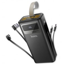 Батарея универсальная HOCO 30000mAh Plentiful 22.5W, built-in cables, LED, Black (DB58 / 715030) - Фото