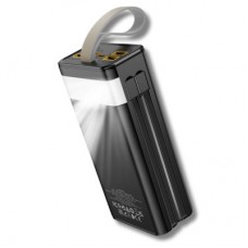 Батарея универсальная HOCO 30000mAh Plentiful 22.5W, built-in cables, LED, Black (DB58 / 715030) - Фото
