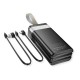 Батарея универсальная HOCO 30000mAh Plentiful 22.5W, built-in cables, LED, Black (DB58 / 715030)