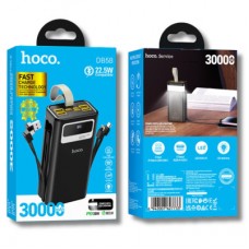 Батарея универсальная HOCO 30000mAh Plentiful 22.5W, built-in cables, LED, Black (DB58 / 715030) - Фото