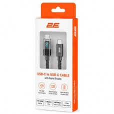 Дата кабель USB-C to USB-C 1.0m PD 100W Digital Display black 2E (2E-CC100-BL) - Фото