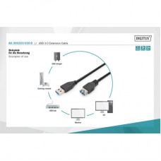 Дата кабель USB 3.0 AM/AF 3.0m black Digitus (AK-300203-030-S) - Фото