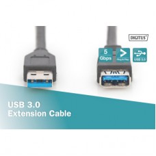 Дата кабель USB 3.0 AM/AF 3.0m black Digitus (AK-300203-030-S) - Фото