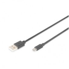 Дата кабель USB 2.0 AM to Micro 5P 0.9m black Digitus (AK-300110-010-S)