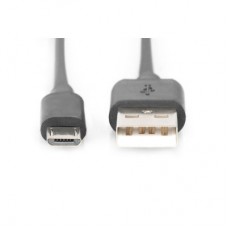 Дата кабель USB 2.0 AM to Micro 5P 0.9m black Digitus (AK-300110-010-S) - Фото