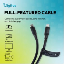 Дата кабель USB-C to USB-C 0.5m USB4 2.0 80G 240W 16K silicone black Digitus (AK-300350-005-S) - Фото