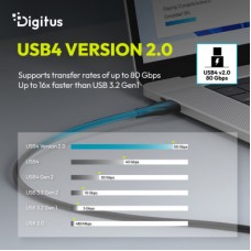 Дата кабель USB-C to USB-C 0.5m USB4 2.0 80G 240W 16K silicone black Digitus (AK-300350-005-S) - Фото
