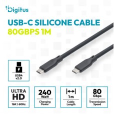 Дата кабель USB-C to USB-C 1.5m USB4 2.0 80G 240W 16K silicone black Digitus (AK-300350-015-S) - Фото
