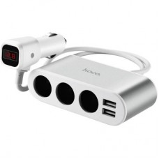 Зарядний пристрій HOCO 2xUSB 10.5 W + 3x car socket silver (6957531050896) - Фото