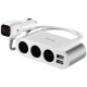 Зарядний пристрій HOCO 2xUSB 10.5 W + 3x car socket silver (6957531050896)