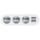 Зарядний пристрій HOCO 2xUSB 10.5 W + 3x car socket silver (6957531050896)