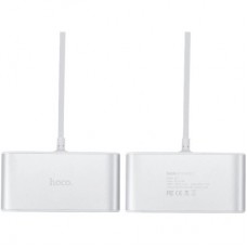 Зарядний пристрій HOCO 2xUSB 10.5 W + 3x car socket silver (6957531050896) - Фото