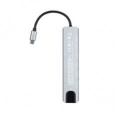 Концентратор 2E USB-C 8-in-1 1xUSB 2.0 + 1xUSB 3.0 + 2xUSB-C PD + HDMI + microSD/SD + 1xRJ45 0.13m gray (2E-W2681) - Фото