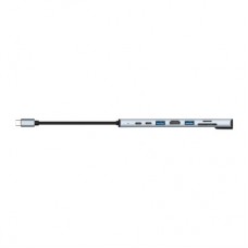 Концентратор 2E USB-C 8-in-1 1xUSB 2.0 + 1xUSB 3.0 + 2xUSB-C PD + HDMI + microSD/SD + 1xRJ45 0.13m gray (2E-W2681) - Фото