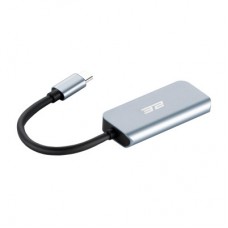 Концентратор 2E USB-C 4-in-1 1xUSB 3.0 + 1xUSB-C PD + HDMI 0.14m gray (2E-W2680) - Фото