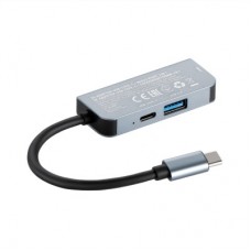Концентратор 2E USB-C 4-in-1 1xUSB 3.0 + 1xUSB-C PD + HDMI 0.14m gray (2E-W2680) - Фото