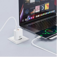 Зарядний пристрій XO 1xUSB 22.5 W + 1xUSB-C PD30W white (CE42.white) - Фото