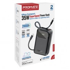 Батарея універсальна Promate 20000 mAh PD/35W (powerpod-20.black) - Фото