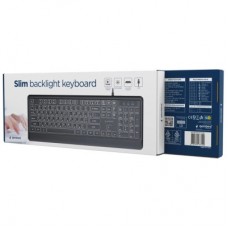 Клавиатура Gembird Slim Multimedia White Backlight USB Black (KB-UML-04-CYRL) - Фото