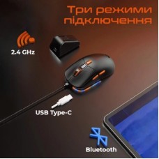 Мышка Meetion GW38 Wireless/Bluetooth/USB Black (MT-GW38-A) - Фото