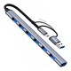Концентратор Dynamode USB-C + UAB-A to 1xUSB 3.0 + 6xUSB 2.0 gray (DM-UH-701AC)