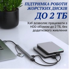 Концентратор Dynamode USB-C + UAB-A to 1xUSB 3.0 + 6xUSB 2.0 gray (DM-UH-701AC) - Фото
