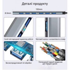 Концентратор Dynamode USB-C + UAB-A to 1xUSB 3.0 + 6xUSB 2.0 gray (DM-UH-701AC) - Фото