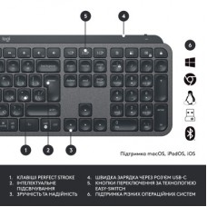 Комплект Logitech MX Keys for Business UA Graphite + Desk Mat Studio Series Mid Grey (MX920-010933) - Фото