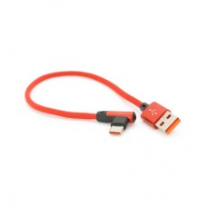 Дата кабель USB 2.0 AM to USB-C 0.25m QC3.0 PD 90° corner braided red Voltronic (YT-USB-TypeC-2.0m/R) - Фото