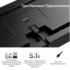 Клавиатура Keychron C3 Max Super Red Switch RGB Wireless/Bluetooth/USB UA Black (C3M-H1-UA) - Фото