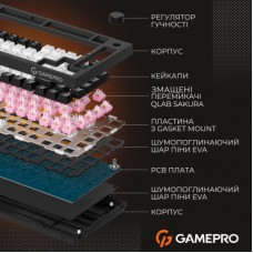 Клавиатура GamePro MK160 V2 Warden QLAB Sakura Linear RGB USB UA White (MK160-V2-BL-QS) - Фото