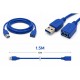 Дата кабель USB 3.0 AM/AF 1.5m blue XoKo (XK-AMAF-USB30-15-BL) Дата кабель USB 3.0 AM/AF 1.5m blue XoKo (XK-AMAF-USB30-15-BL)