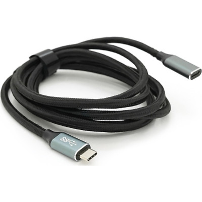 Дата кабель USB-C M/F 2.0m USB 3.2 Gen2 100 W 10Gbps 4K60Hz black Voltronic (YT-TC-TC-EXB-2m)