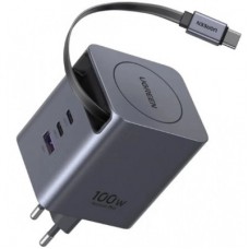 Зарядное устройство Ugreen USB-C PD100W GaN + cable USB-C to USB-C retractable (65828)