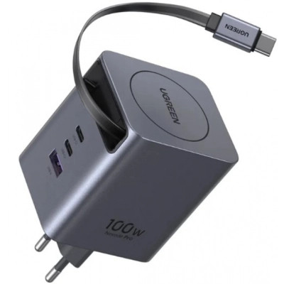 Зарядное устройство Ugreen USB-C PD100W GaN + cable USB-C to USB-C retractable (65828)
