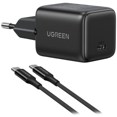 Зарядное устройство Ugreen USB-C PD30W GaN + cable USB-C to USB-C black (65012)