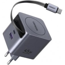 Зарядний пристрій Ugreen USB-C PD45W GaN + cable USB-C to USB-C retractable (65822) - Фото
