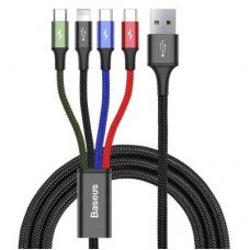 Дата кабель USB 2.0 AM to Lightning + Micro 5P + USB-C 1.2m 3.5A black Baseus (CA1T4-B01) - Фото