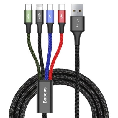 Дата кабель USB 2.0 AM to Lightning + Micro 5P + USB-C 1.2m 3.5A black Baseus (CA1T4-B01)
