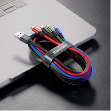 Дата кабель USB 2.0 AM to Lightning + Micro 5P + USB-C 1.2m 3.5A black Baseus (CA1T4-B01) - Фото