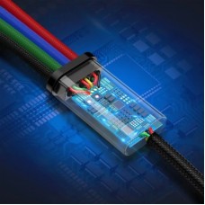 Дата кабель USB 2.0 AM to Lightning + Micro 5P + USB-C 1.2m 3.5A black Baseus (CA1T4-B01) - Фото