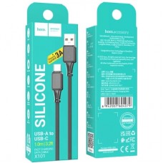 Дата кабель USB 2.0 AM to USB-C 1.0m silicone X101 Assistant black HOCO (6942007604079) - Фото