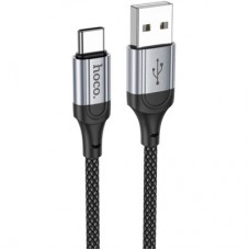 Дата кабель USB 2.0 AM to USB-C 1.0m 3A nylon X102 black HOCO (6942007608770) - Фото
